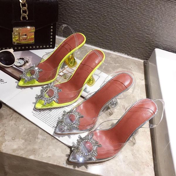 

sandals leopard land transparent pvc women pointed clear crystal cup high heel stilettos summer shoes peep toe pumps cwf, Black