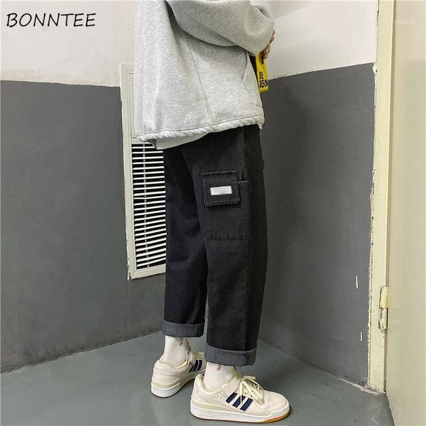 

men jeans cargo trousers solid ankle-length plus size 2xl mens harajuku leisure all-match students trendy simple loose1, Blue