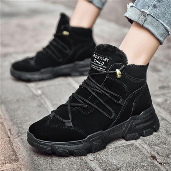 

women snow boots casual sneakers leisure cotton women shoes winter boots thick-soled plus size velvet warm short 2020 new1, Black