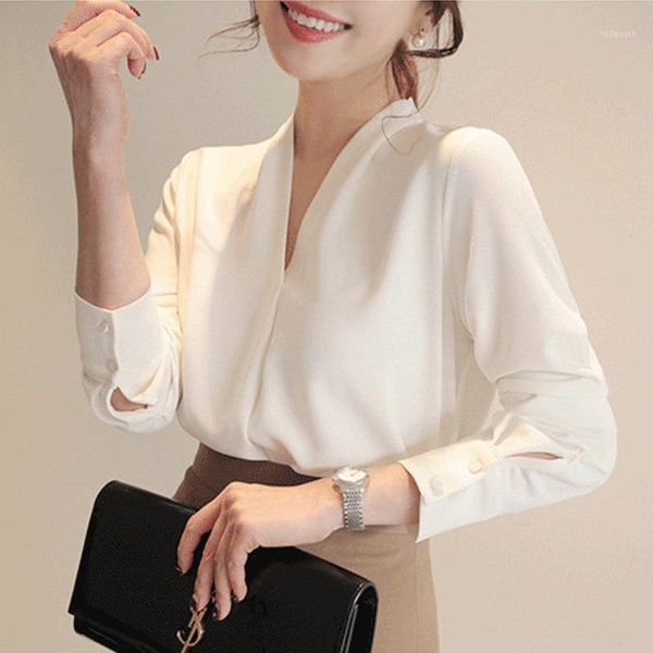 

office blouse women clothes womens and blouse women fashion 2020 shirts long sleeve solid white chiffon1