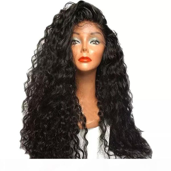 

curly full lace human hair wigs with baby hair glueless virgin brazilian curl lace front wig for black women, Black;brown