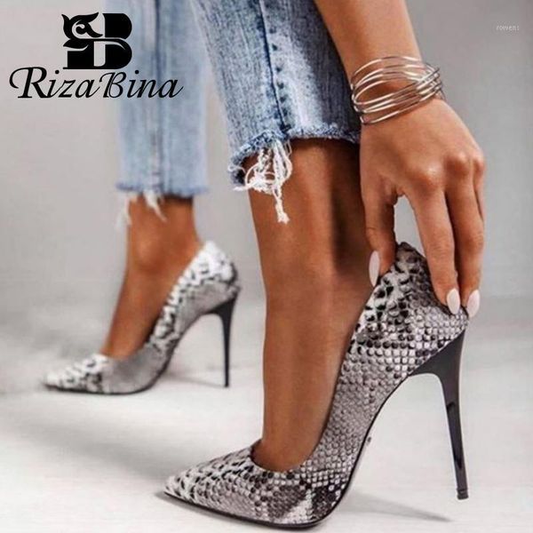 

rizabina size 35-47 women fashion pumps shoes thin high heels snake print shoes women warm autumn winter stylish lady footwear1, Black