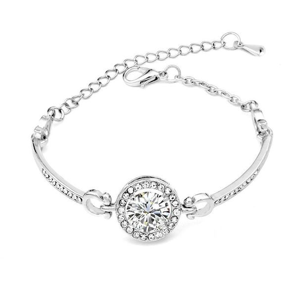 

link, chain 2021 fashion classic 3 color round large rhinestone shiny cuff opening bracelet for women jewelry gift mujer pulseras, Black
