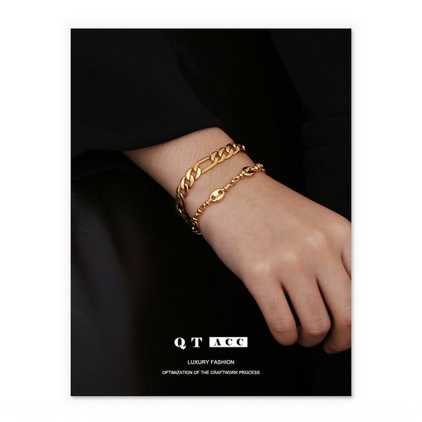 

high color preservation vacuum electroplating vacuum fashion minority personality design sense pig nose chain hand bracelet female bracelet, Golden;silver