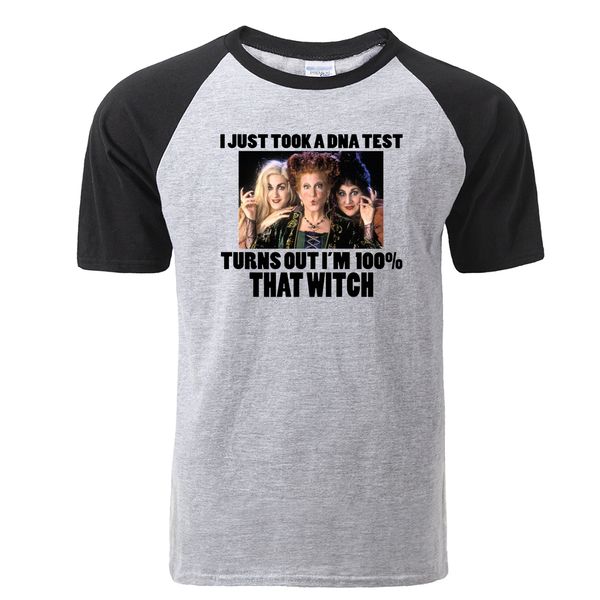 

sport sanderson sisters hocus pocus funny halloween movie t-shirt i just took a dna test mens cotton print raglan t shirt cool tee men