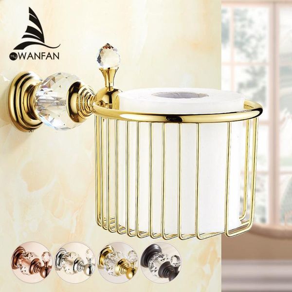 

toilet paper holders gold crystal wall mounted bathroom accessories black wc basket tissue holder hk-35