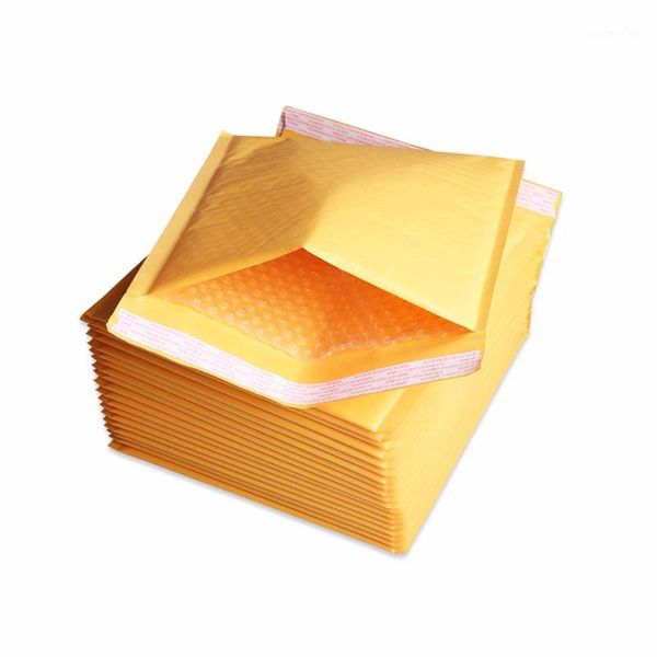 

14*20cm(5.5*7.87inch) 10pcs yellow kraft bubble envelope poly mailer padded envelopes mailing bags bulle gift bag1