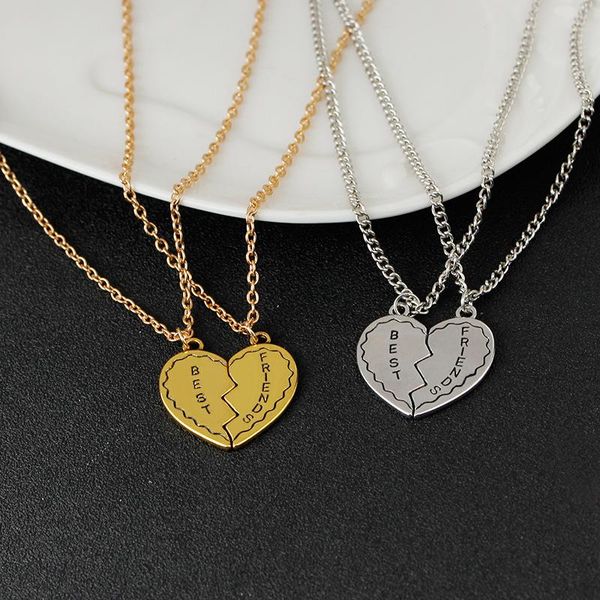 

korean version of the new exquisite fashion personality heart-shaped metal jewelry set simple wild couple necklace ins style, Silver