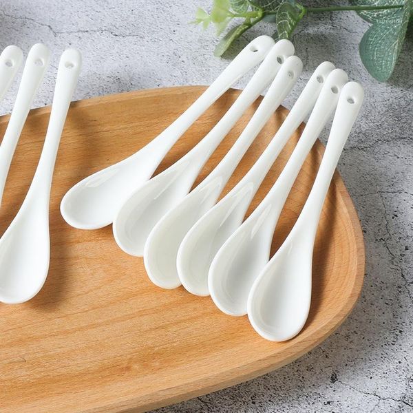 

spoons ceramic spoon coffee mixing creative shank white soup tableware cookies1