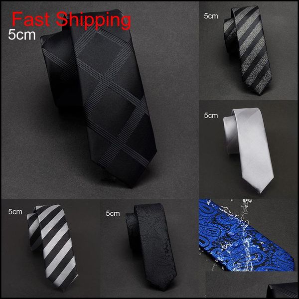 

ricnais new arrival 5cm slim ties for man blue black stirped waterproof necktie paisley fashion men skinny nec qylclj bde_home, Blue;white