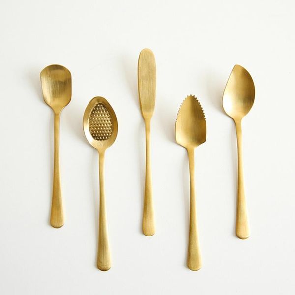 

304 stainless steel ice cream spoon spoon gilded dessert cake coffee dinnerware spoons kitchen accessories1