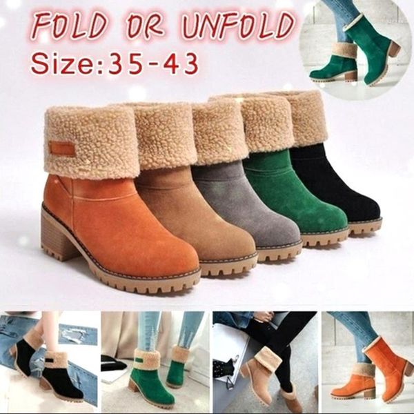 

newdenber 2020 women's shoes snow boots ladies winter flock warm boots ankle short bootie slip-on outside shoes botas1, Black