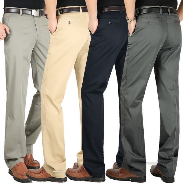 

summer casual stretched cotton high waist business down thin middle-aged trousers men's pants 7ekw, White;black
