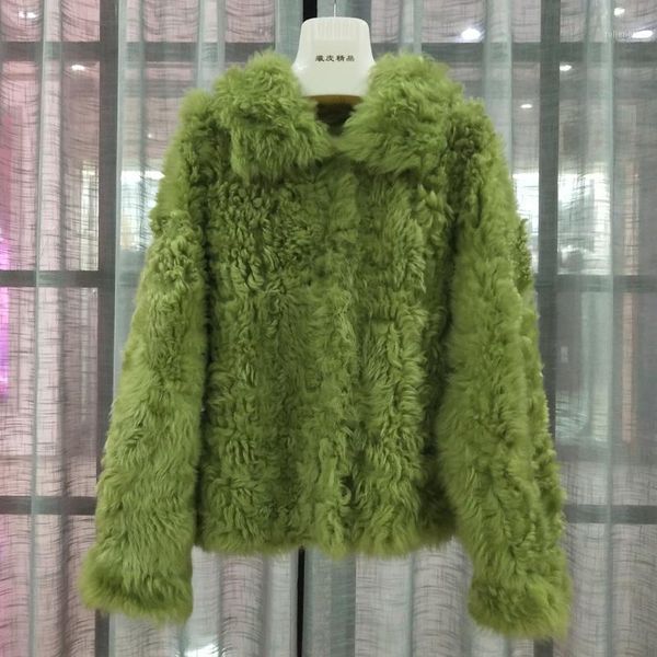 

abrigos mujer invierno 2019 fashion luxury full pelt tuscan wool fur coat winter women genuine leather jacket turn-down collar1, Black