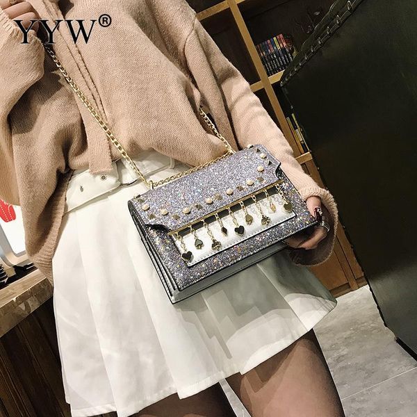 

sequin tassel pu leather women mini crossbody bag 2020 new fashion messenger