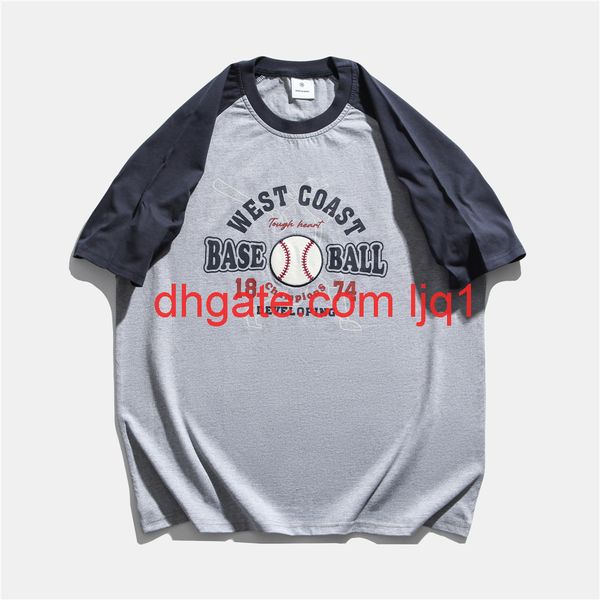 

alphabet print color matching short sleeve t-shirt men's ins fashion brand color contrast splicing 5-sleeve bf harajuku fashion half sl, White;black