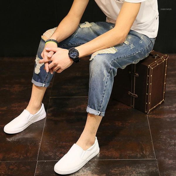 

fashion men baggy hole ripped jeans loose fit jogger hip hop male denim trousers large size hippie harem pants cowboy streetwear1, Blue