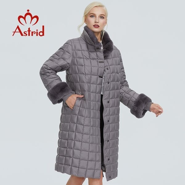 

astrid winter jacket women with fur collar design long thick cotton clothing fashion grid pattern warm women parka fr-2040 201119, Black