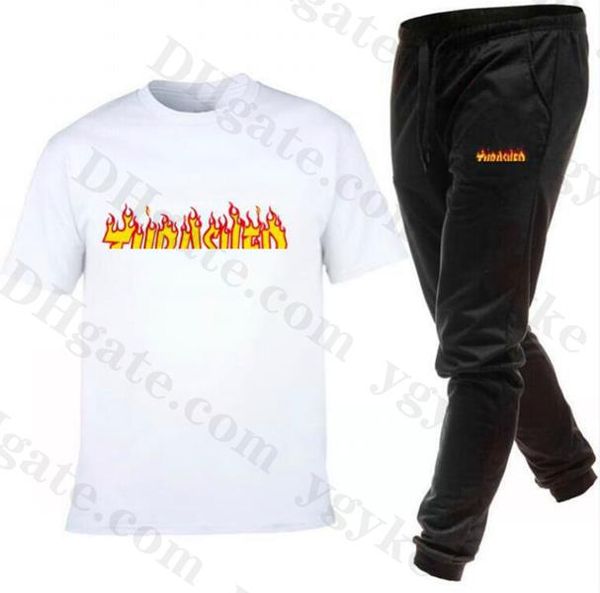 

new sweatsuit designer tracksuit men luxe sweat suit flame print marque mens jogger suits t shirt + pants sets women sporting hip hop sets, Gray