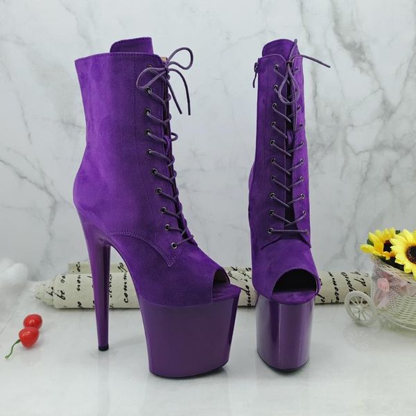 

boots leecabe purple pole dance boot with 20cm/8inches suede high heel platform, Black