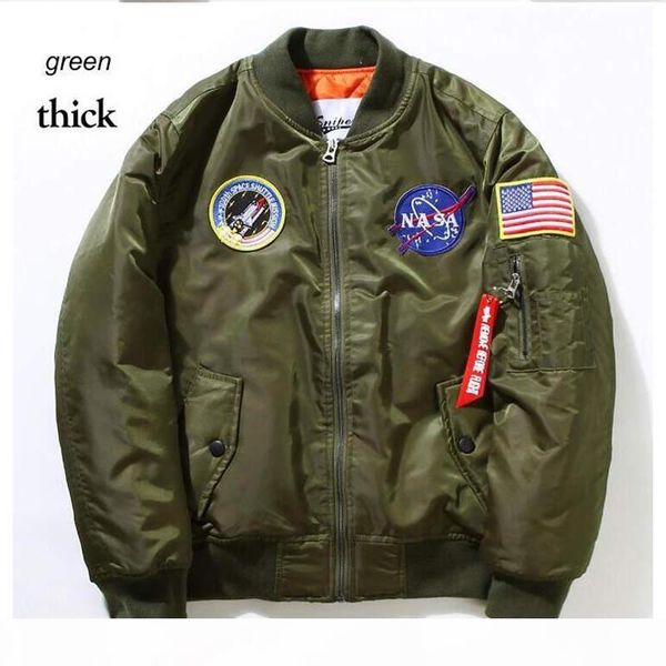 

nasa mens ma1 bomber jacket insignia usaf kanye west hip hop sport male windbreaker jacket flag mens spring thin thick section jacket, Black;brown