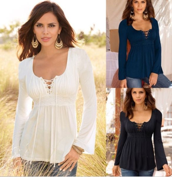 

new long sleeve lace up new t-shirt long sleeve lace up t-shirt ccryg, White