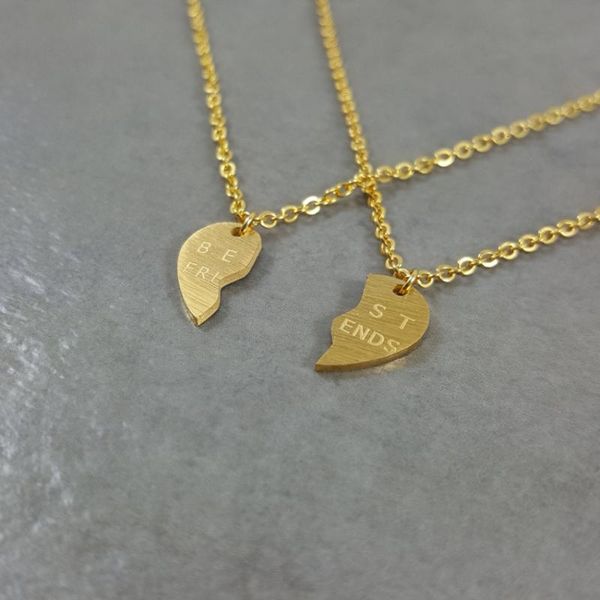 

v привлечь воротник письмо charm лучшие друзья сердце заявление ожерелье set bff ювелирные изделия выпускной подарков из нержавеющей стали f, Silver