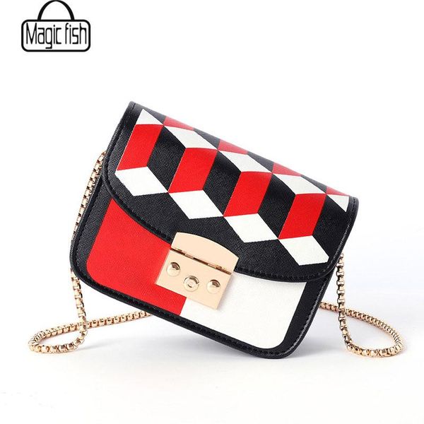 

casual cute geometric pattern hasp lock catch chain shoulder mini flap bag a9974/l