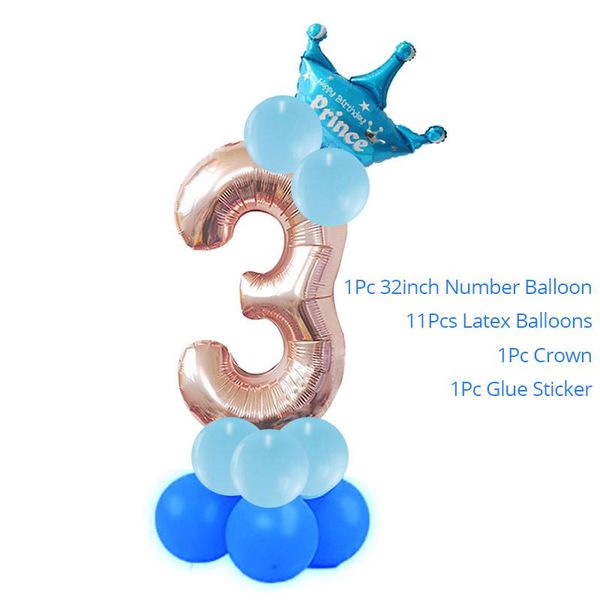 

32inch rose gold number balloons birthday party decorations kids princess prince 1st birthday crown ballons column balloon wmtckk