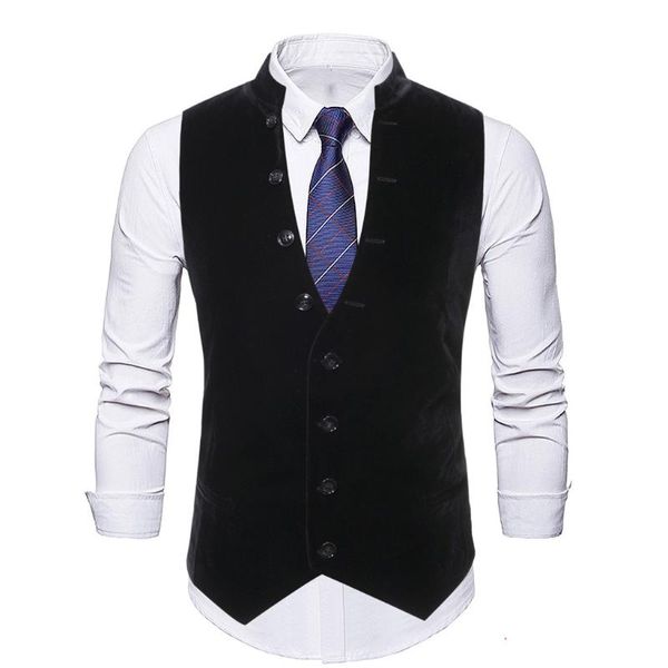 

men's vests nice tide dress for men slim fit mens suit vest male waistcoat gilet homme casual sleeveless formal business jacket, Black;white