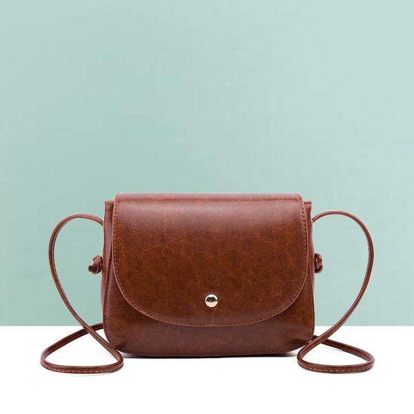 

2020 new small square bag female fashion lady bag korean version female shoulder oil wax leather messenger shell