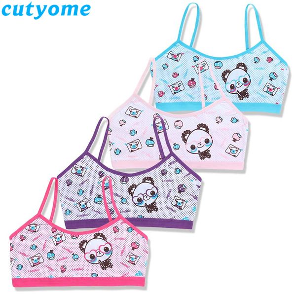 

5pcs/lot young girls student bras cotton puberty children cartoon panda underwear kids vest bras teenage girls clothing undies 9 c1021, Camo