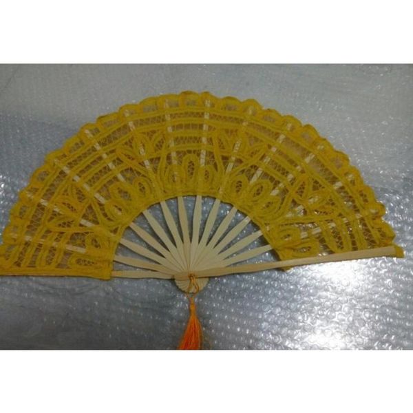 

eco-friendly arts vintage palace style handmade ivory battenburg lace embroidery wedding 27cm fan woman han jllvlb warmslove