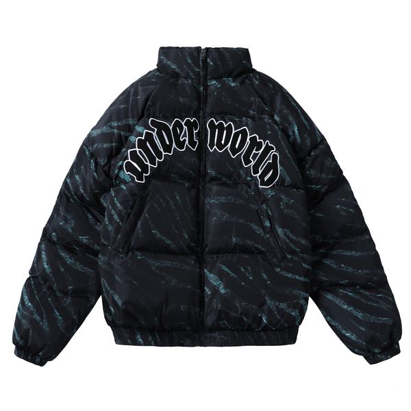 

2021 new hip hop zebra print embroidery parka jackets men streetwear coats winter harajuku jacket warm outwear black upav