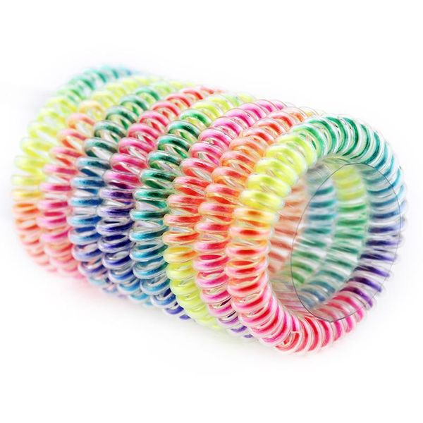 

shinny colored gum telephone wire hairbands headwear elastic spring bands hair ties / ropes ponytail holder q bbyikq