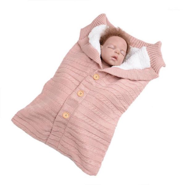 

blankets & swaddling kids blanket woolen knitting plus velvet thick warm button baby stroller sleeping bag born products1