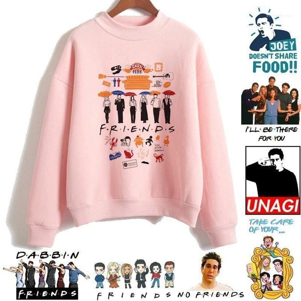

friends tv women turtleneck hoodies women sweatshirt autumn winter kawaii clothes harajuku tee femme clothing for female11, Black