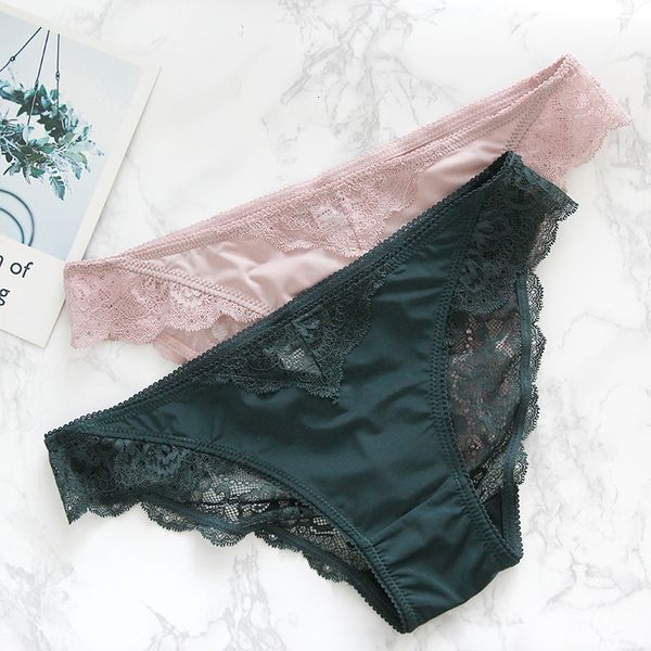 

nj249e french women's underwear lace ee breathable briefs seamless comfortable low waist underpants thin underwear, Black;pink