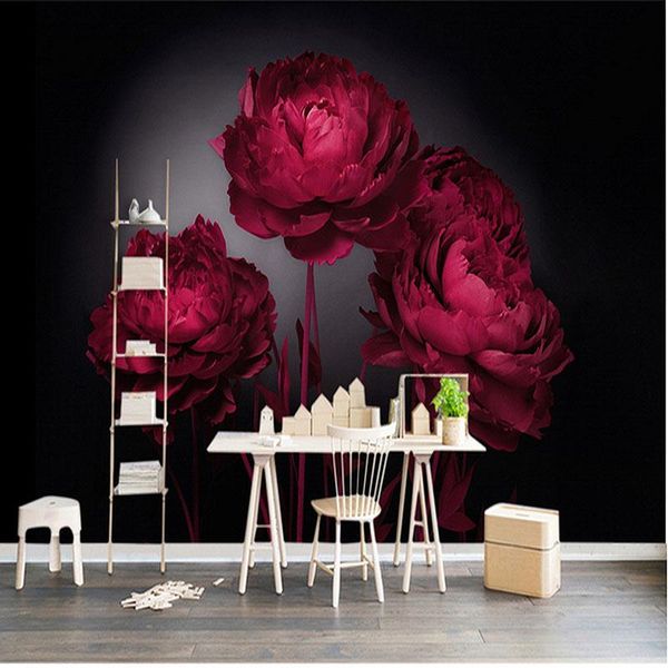 

custom 3d mural wallpaper european style rose flower pattern diamonds wall painting living room tv background leather wallpaper