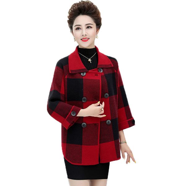

plus size women coats knitted or crocheted new middle-aged short women's coat of korean single mode wool r321 ay6q, Black