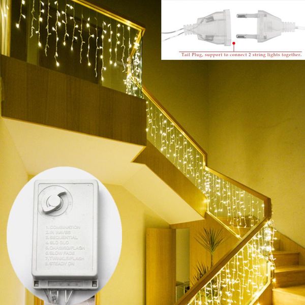 

220v рождество garland led занавес сосулька свет шнур ого 96leds крытого падение водить партию сад этап открытого декоративного свет кпт sqc