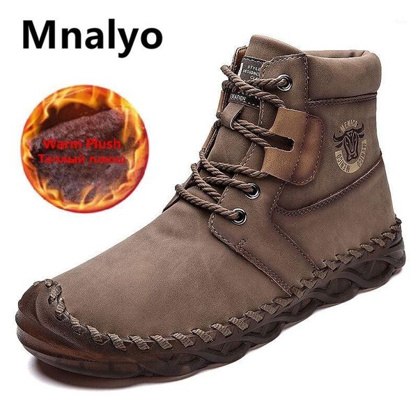 

new winter men's boots warm plush men snow boots waterproof leather high hiking outdoor autumn winter men's shoes1, Black