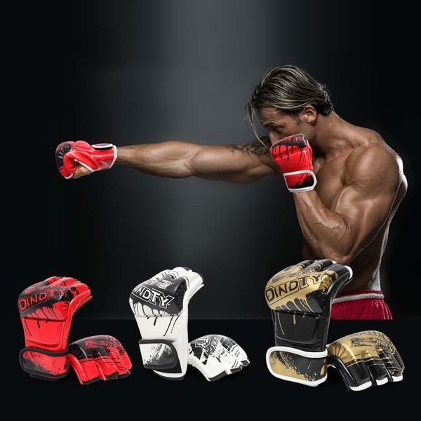 

boxing gloves mma gloves muay thai training gloves taekwondo boxer fight boxing equipment half mitts pu leather black/red wmtyah xhlove