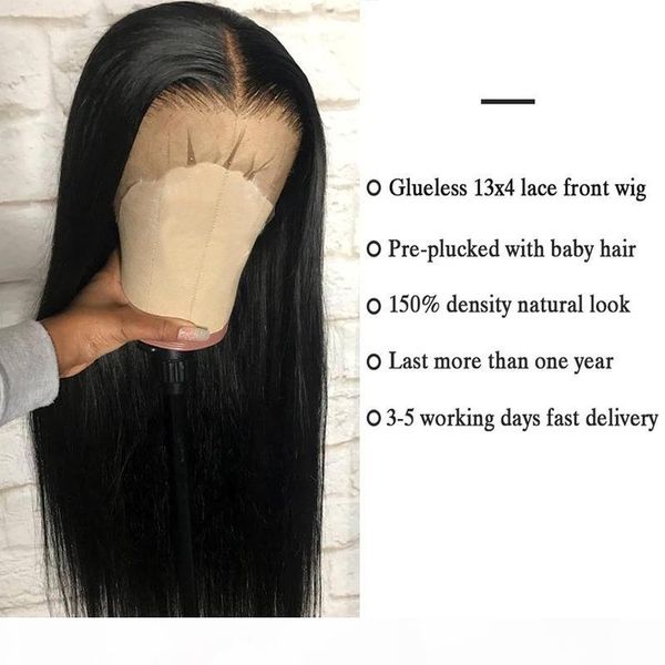 

lace front human hair wigs straight 13x4 pre plucked 150% malaysian remy hair wig 5x5 closure wig 30 inch frontal wigs for women, Black;brown