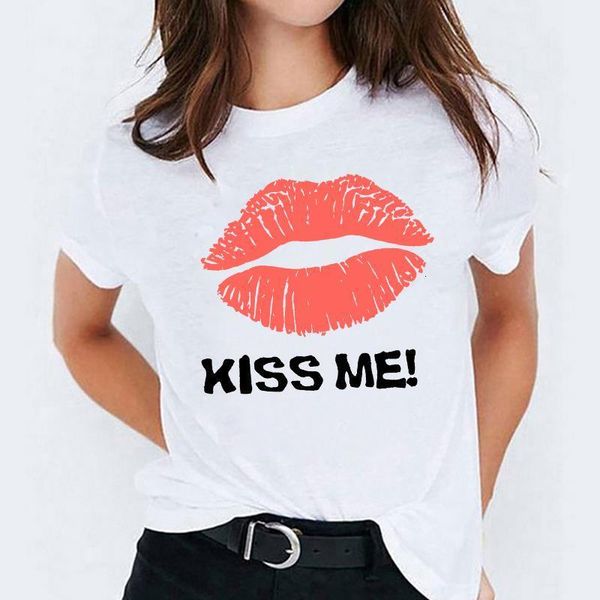 

t shirt for women lip casual trend printing 90s fashion ladies print lady t-shirts womens graphic female tee t-shirt, White