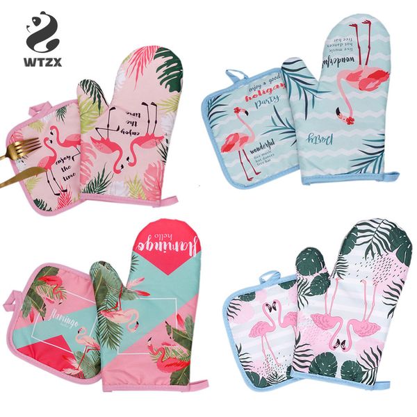 

cotton fashion flamingo cactus kitchen pads and cooking microwave pot holder baking bbq oven potholders mitts kitchen gloves