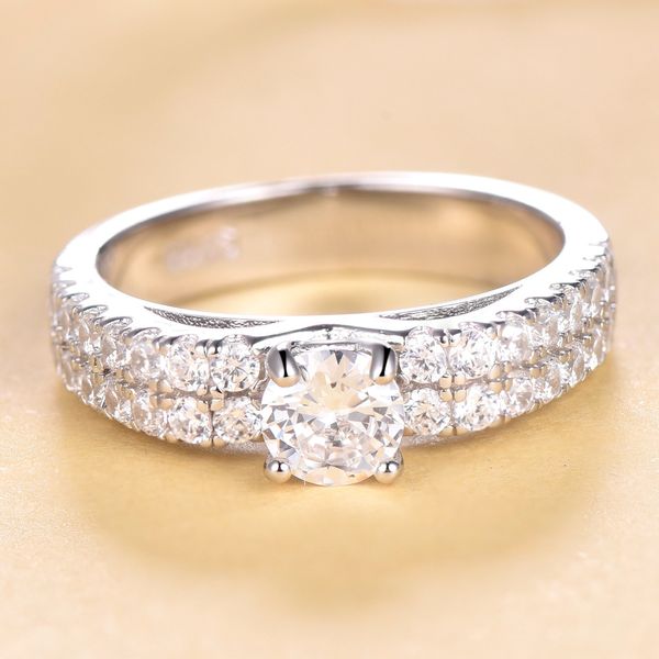 

fashion tonglin new factory wholesale s925 sterling silver ring fashion non-fading double row diamond ring artificial diamond silver accesso