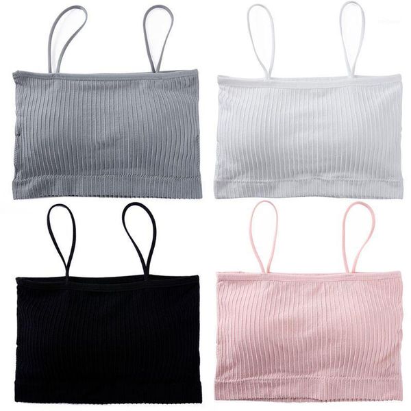 

women girl spaghetti strap bandeau tube ribbed knit wirebasic camis vest removable padded wrapped chest bustier1, Red;black