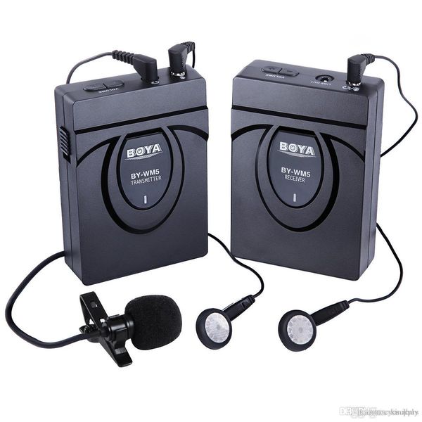 

boya by-wm5 wireless lavalier microphone system for canon 6d 600d 5d2 5d3 nikon d800 sony panasonic camcorders via dhl
