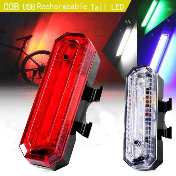 

bike lights 25# high brightness usb rechargeable cob led bicycle cycling rear tail light 4 modes color waterproof safety warn light1